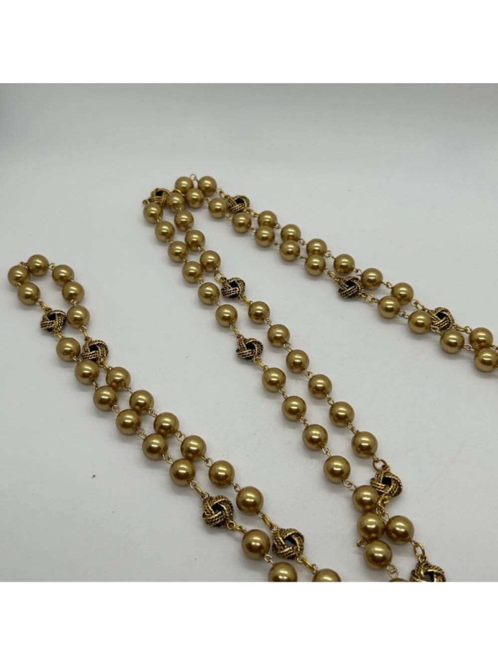 Vintage Joan Rivers Gold Tone Faux Pearl Beads Filigree Bead Necklace 62" Long - Picture 3 of 12
